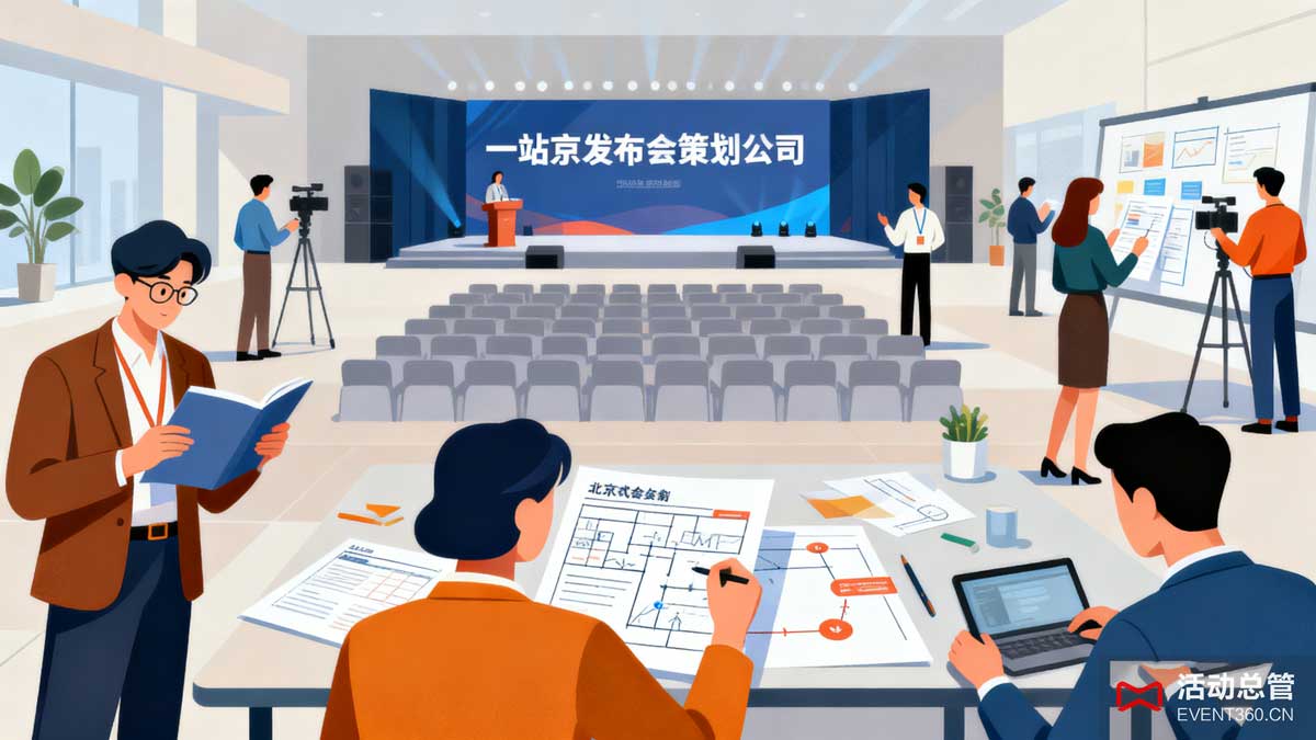 北京发布会策划公司服务场景 - 专业团队提供发布会场地选择、流程设计、媒体邀请等一站式发布会组织服务