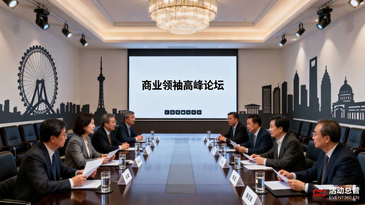 天津企业家高峰论坛现场案例 - 活动总管策划的商业领袖论坛，嘉宾正在进行深度交流