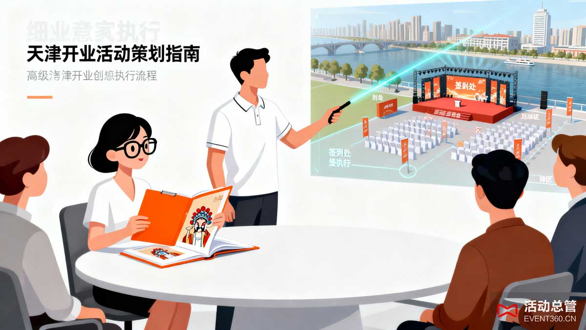 天津开业活动策划指南 - 创意与执行并重的开业专家团队工作场景