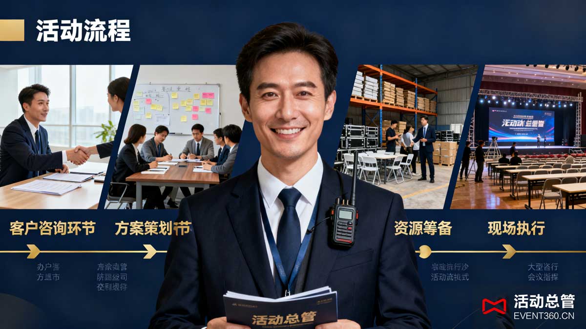 会务服务公司服务流程 - 活动总管提供从咨询到执行的全流程会务支持