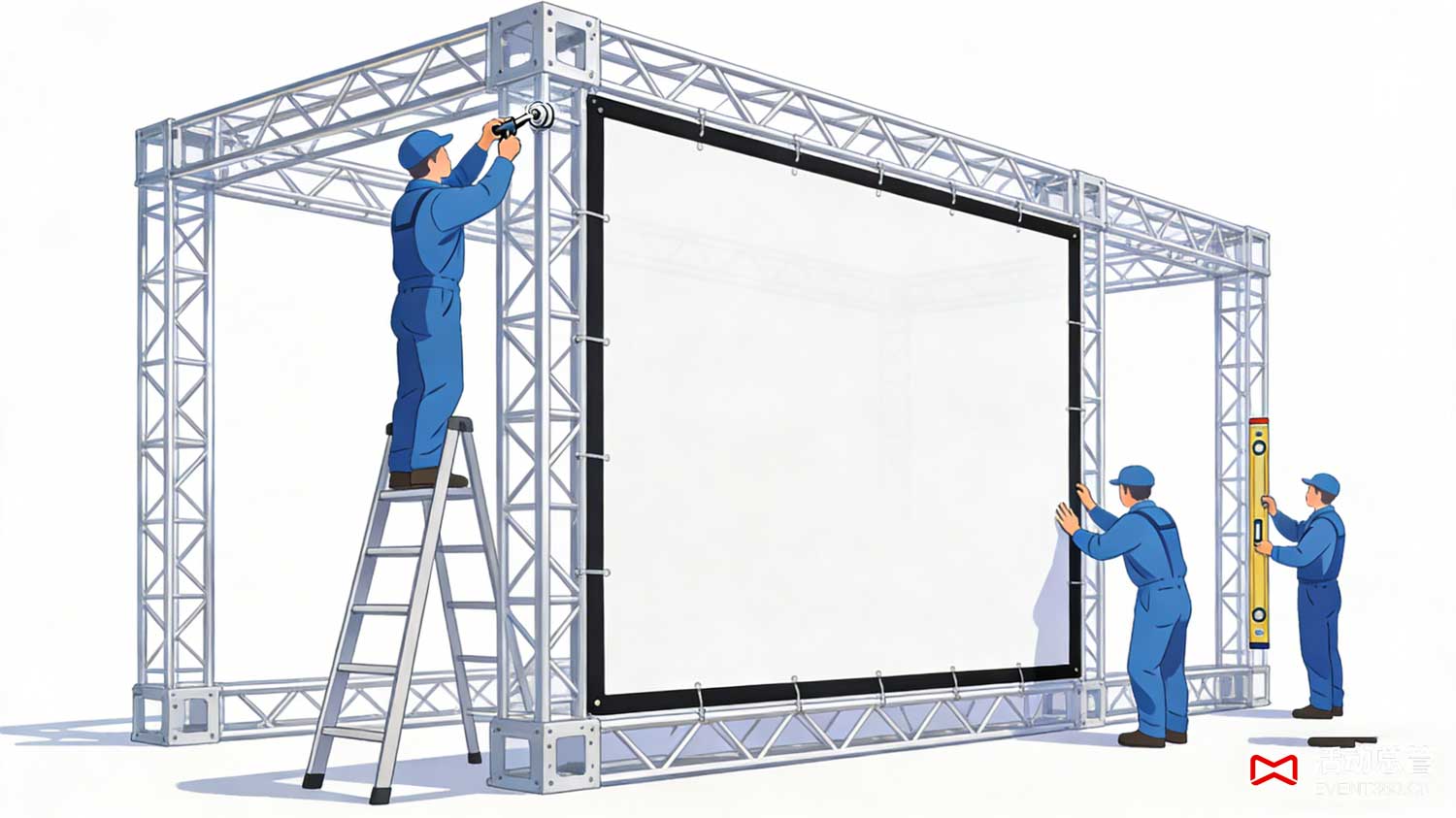 北京发布会桁架背景板搭建现场 - 活动总管打造的专业会场背景板布置效果