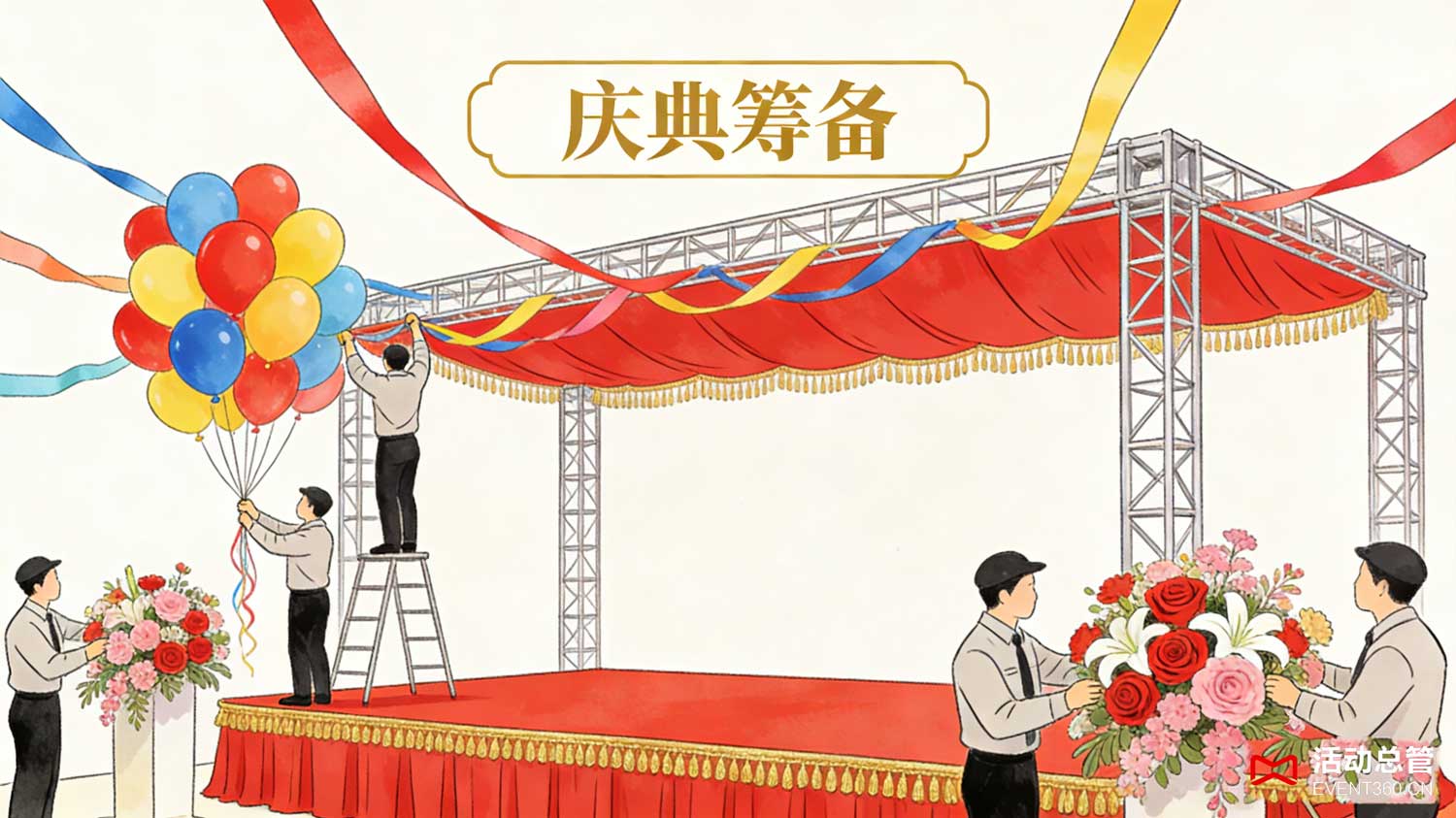 天津企业庆典会议布场现场 - 活动总管打造的一站式会场布置效果